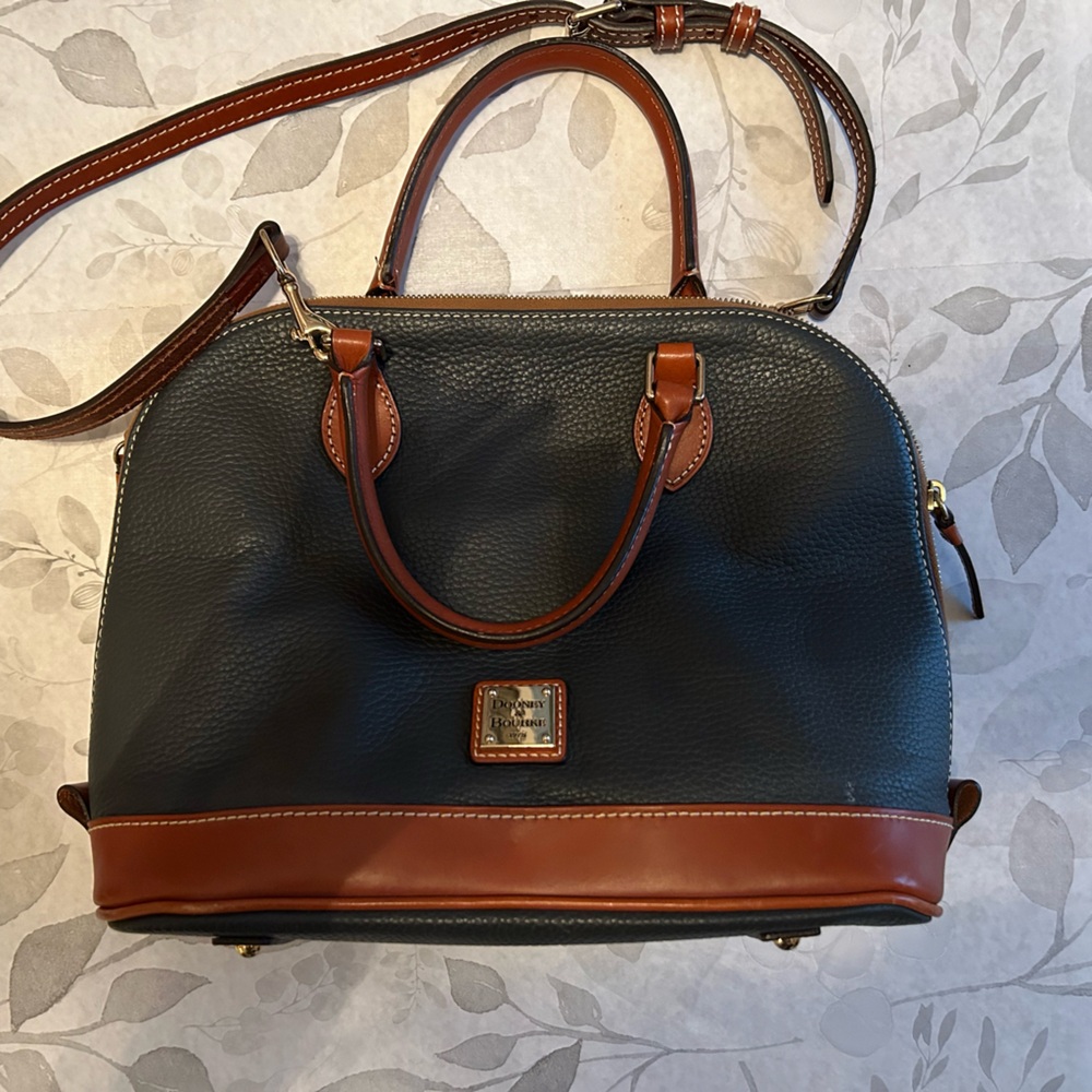 Dooney & Bourke Navy and Chestnut Leather Handbag